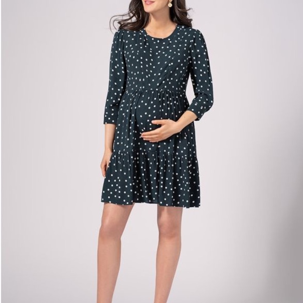 Seraphine Size 12 NWT Green Polka Dot Maternity & Nursing Dress